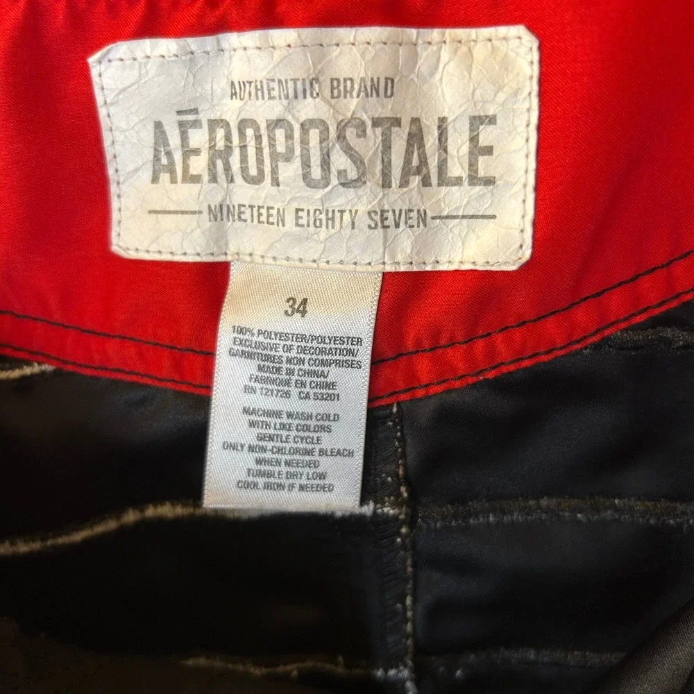 Aeropostale Mens 34W Board Shorts Sunset Stripe Black Retro Swim Trunks